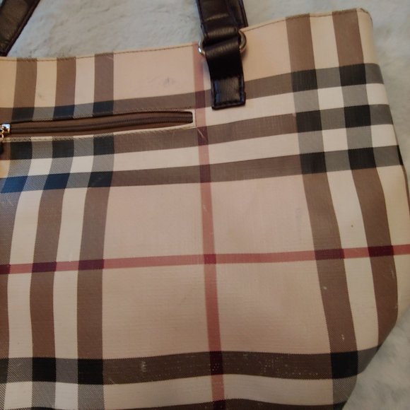 Mode Becky Earthtone Plaid Satchel Tote Bag - Picture 4 of 16